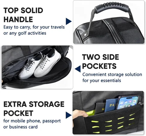 Miniatura 5 de Bolsa de viaje de golf con ruedas - Funda de golf Oxford resistente aprobada por aerolíneas para clubes, carrito y bolsa de soporte, cubierta