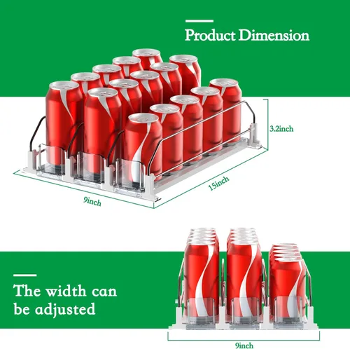 Miniatura 4 de Organizador de bebidas para nevera - Deslizador automático blanco, dispensador de soda para nevera - Sostiene hasta 15 latas - 12oz 16oz 20oz