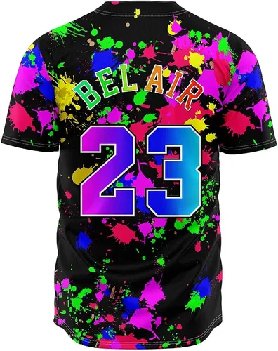 Miniatura 3 de Ouwonkin Bel Air 23 - Camisetas de béisbol de los años 90, ropa de hip hop para hombres y mujeres, camisa Belair de manga corta para fiesta temática