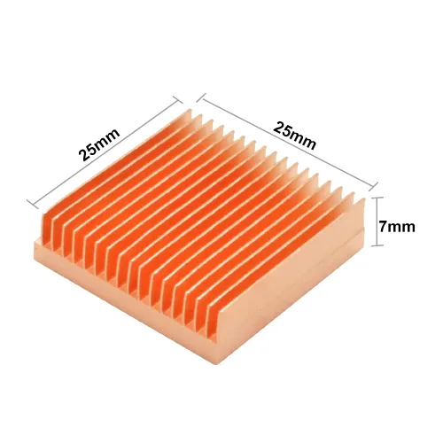 Miniatura 3 de Disipador de calor de cobre puro de 0.98 x 0.98 x 0.28 pulgadas/0.984 in x 0.984 in x 0.276 in, disipador de calor de aleta para impresora