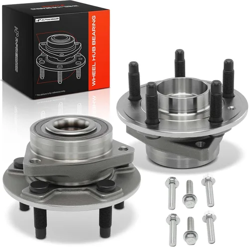 A-Premium 2 cojinetes de rueda trasera delantera y conjunto de cubo con perno de 5 lengüetas compatibles con Chevrolet GMC Buick Cadillac Saab Model