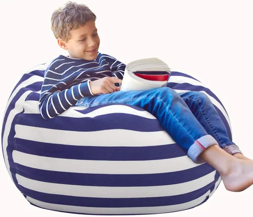 Miniatura 39 de Aubliss Puf de Almacenamiento de Animales de Peluche, Silla Puf de Unicornio, Stuff 'n Sit para Niños, Mediano 32" - Lona Unicornio Azul Azul