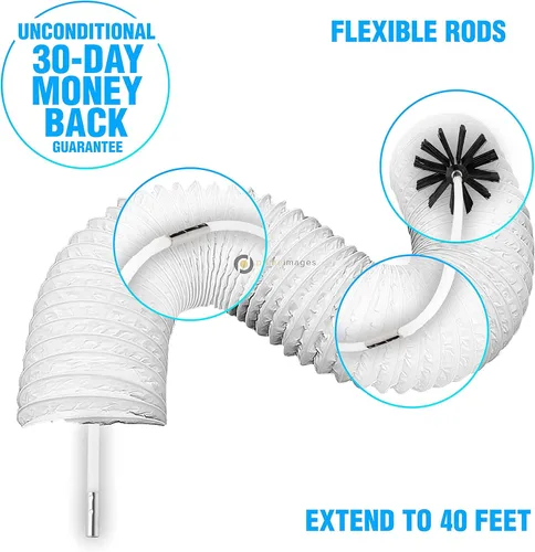 Miniatura 6 de El kit profesional de limpieza de ventilación de secadora (40 pies) innovador removedor de pelusa reutilizable de nailon fuerte Cepillo flexible