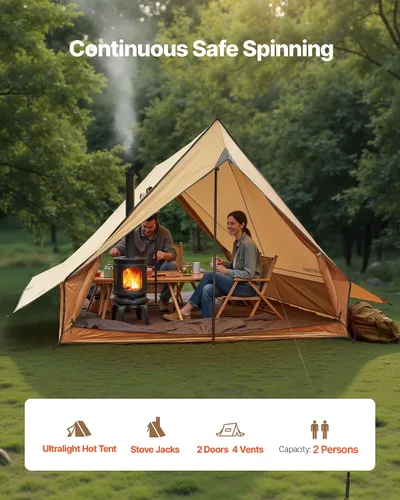 Miniatura 4 de VEVOR Tienda Caliente, Tiendas de Campaña Tipi Calientes con Toma para Estufa, Tiendas de Campaña Portátiles de Invierno con Faldón para Nieve