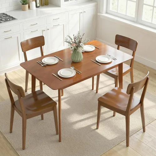 Miniatura 10 de HOMCOM Mesa de comedor moderna de mediados de siglo de 47 pulgadas para 4, mesa de cocina rectangular con acabado de grano de madera, patas cónicas