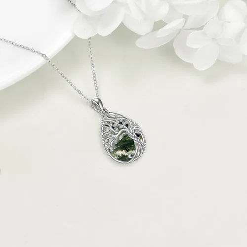 Miniatura 107 de ONEFINITY Collar de plata de ley 925 con diseño de árbol de la vida con colgante de nudo celta de concha de abulón para mujer