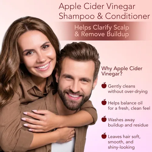 Miniatura 2 de PURA D'OR Set de champú y acondicionador de vinagre de manzana Thin2Thick (16 onzas x 2) Champú y acondicionador de vinagre de manzana ACV
