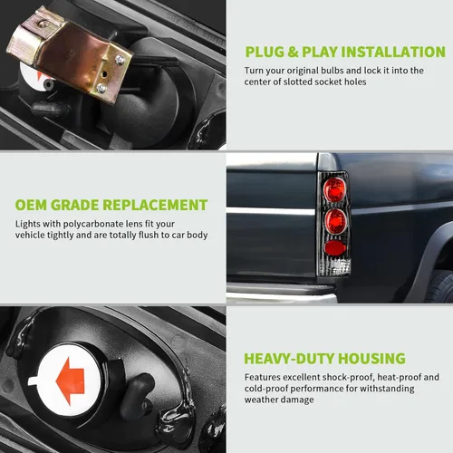 Miniatura 5 de AUTOSAVER88 Luces Traseras Compatibles con 86-94 1986-1994 Hardbody D21, 1995-1997 Hardbody Pickup Lámparas Traseras Carcasa Negra Lente Transparente