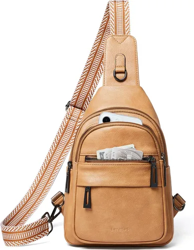 Leresas Bolso bandolera de 7L para mujer, bolso cruzado, riñoneras, de cuero vegano, bolso de pecho de moda, de viaje, antirrobo