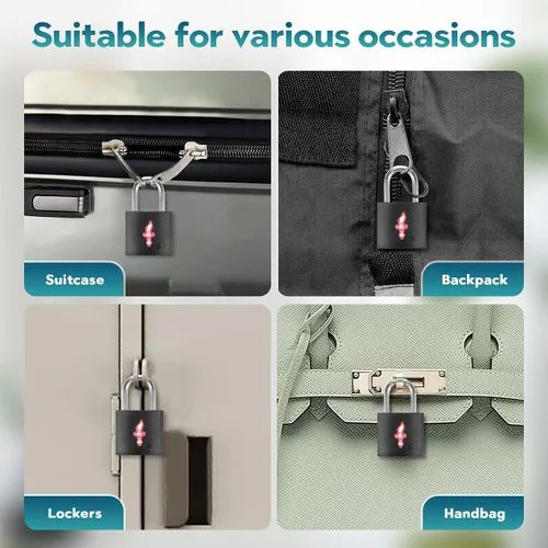 Miniatura 5 de Paquete de 4 cerraduras de equipaje cuadradas de neón aprobadas por la TSA con llave para maleta, mochila para portátil, accesorios de viaje