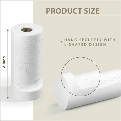 Miniatura 2 de FANATU Ganchos de Pared de Madera para Abrigatos Montados en la Pared (4 Paquetes) Ganchos para Sombreros, Percha Individual para Abrigos