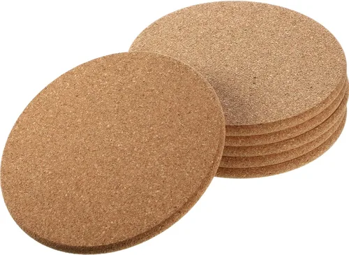 Boao 6 salvamanteles redondos de corcho para platos calientes, posavasos gruesos de alta densidad, posavasos de corcho absorbente de madera para