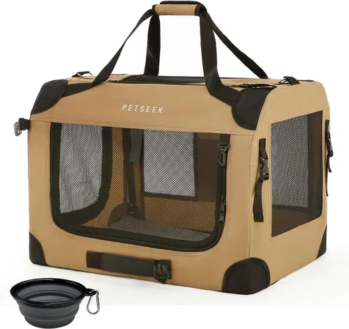 Miniatura 10 de Transportín para gatos extra grande de Petseek con lados blandos, portátil, para perros pequeños, para 2 gatos, 61 cm x 41.9 cm x 40.6 cm, diseño
