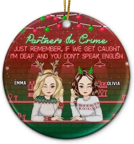 Miniatura 37 de Adorno personalizado con texto en inglés «Best Friend are Hard to Find Because The Very Best is Already Mine», adorno de Navidad personalizado 2023