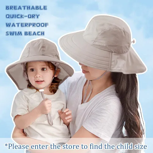 Miniatura 70 de Sombrero de verano para niños pequeños con solapa para el cuello, impermeable, sombrero de natación para niños, protección UV, sombrero de playa