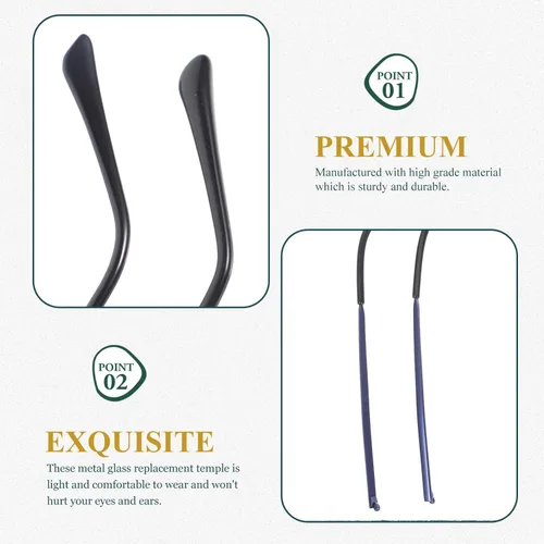 Miniatura 6 de 1 par de lentes de metal de repuesto para brazos, kit de reparación de lentes de sol ligero y cómodo para gafas, gafas de sol y gafas, fácil