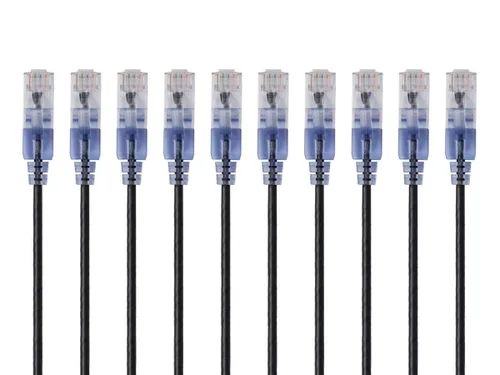 Miniatura 18 de Monoprice Cat6A - Cable de conexión Ethernet de 6 pulgadas, negro, UTP, 30 AWG, 10G, cable de cobre puro desnudo, sin enganche, RJ45, serie SlimRun