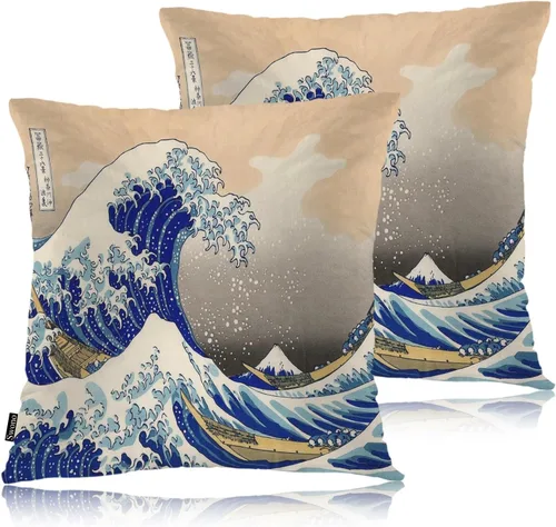 Miniatura 30 de Swono Juego de 2 fundas de almohada de 18 x 18 pulgadas, diseño floral abstracto, fundas de almohada decorativas para interiores y exteriores, sofá