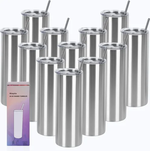Miniatura 16 de Paquete de 4 vasos delgados de 20 onzas, juego de vasos delgados de acero inoxidable en caja de regalo individual, 20 onzas de capacidad, vaso