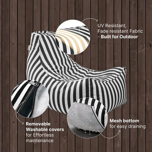 Miniatura 5 de Jaxx Juniper - Puf para exteriores, silla de patio y sala junto a la piscina, rayas blancas y negras