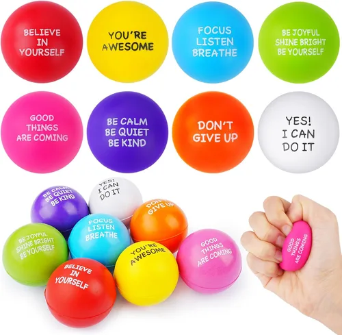 SHQDD Bolas de estrés para adultos, 8 juguetes de espuma para aliviar el estrés para niños y adultos, bolas de apretar a granel para alivio de la