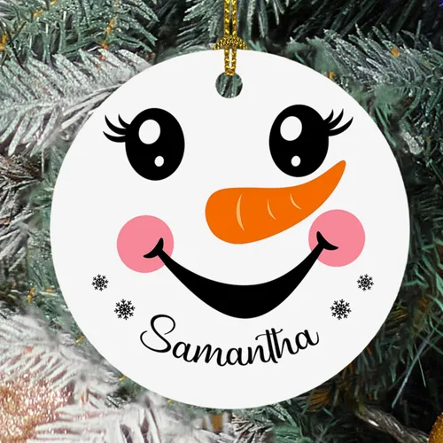 Miniatura 13 de Adorno de cristal de Navidad personalizado con nombre, muñeco de nieve personalizado para árbol de Navidad 2025, nuevo adorno de Navidad para bebé