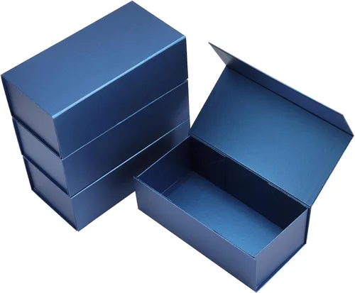 Miniatura 40 de Paquete de 4 Cajas de Regalo de 12x6x4 Pulgadas con Tapas de Cierre Magnético, Caja Negra Magnética para Boda, Propuesta de Padrinos y Damas