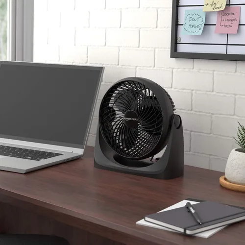 Miniatura 6 de Amazon Basics Ventilador circulador de aire, ventilador de escritorio para dormitorio, hogar y oficina, con cabezal de inclinación de 90 grados, 3