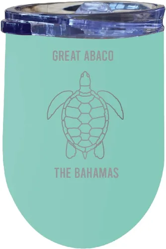 Miniatura 5 de Great Abaco The Bahamas Souvenir 12 oz Negro Grabado Láser Vino Aislado Acero Inoxidable Diseño Tortuga