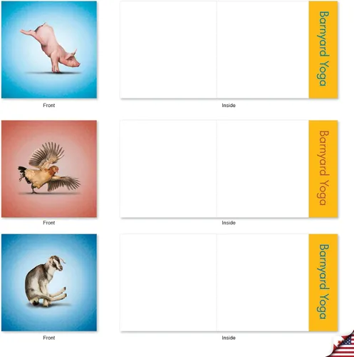 Miniatura 2 de The Best Card Company - 10 tarjetas de notas de yoga en blanco (4 x 5.12 pulgadas) - Tarjetas de notas en caja con sobres, tarjetas de animales