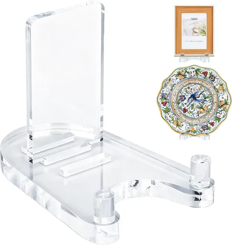 Caballete acrílico, soporte de placa para exhibición, soporte de exhibición transparente ajustable para platos de 7 a 12 pulgadas, libro, tarjeta,