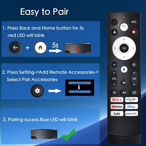 Miniatura 7 de Reemplazo para control remoto Hisense TV, control de voz compatible con Hisense QLED UHD Mini-LED ULED Smart Google TVs