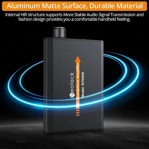 Miniatura 6 de Neoteck Amplificador Portátil de Auriculares de 3.5mm con Interruptor de Ganancia de Dos Etapas, 16-300 Ohm, Superficie Mate de Aluminio