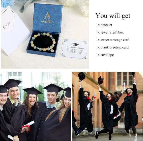 Miniatura 4 de Graduation Gifts for Her Him 2023, College Graduation Gifts High School Graduation Gifts for Women Men, Stretch Beads Compass Bracelet Jewelry with