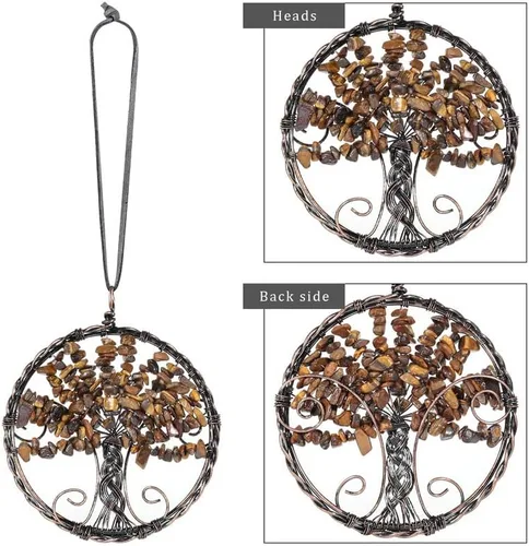 Miniatura 3 de Árbol de la vida con piedra de cristal curativo, adorno colgante para el hogar, oficina, automóvil, decoración colgante para Feng Shui, decoración