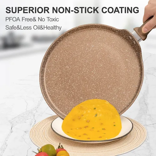 Miniatura 2 de Innerwell - Sartén antiadherente para crepes, sartén plana con revestimiento de granito para dosa, tawa y tortillas, de 10 pulgadas, parrilla