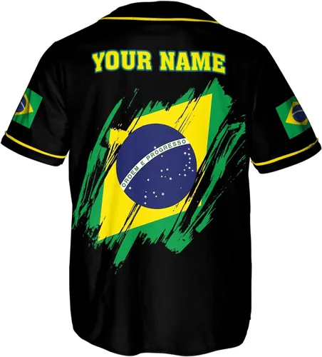 Miniatura 3 de Paniprints - Camiseta de béisbol de Brasil personalizada en 3D, bandera brasileña, bandeira, bandeira, camiseta de fútbol para hombres y mujeres