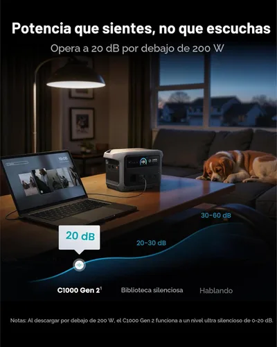 Miniatura 8 de Anker SOLIX C1000 Gen 2 Estación de energía portátil, generador solar de 2,000 W (pico 3,000 W), carga completa en 49 minutos, batería LiFePO4