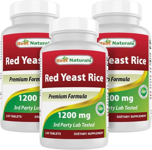 Best Naturals Arroz de levadura roja 1200 mg (sin OGM), 120 comprimidos (120 unidades (paquete de 3))