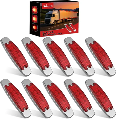 Miniatura 16 de Nilight 10 luces LED rojas de 3.8 pulgadas con 6 luces LED indicadoras laterales delanteras y traseras para 12 V, camión, remolque, caravana, Rojo