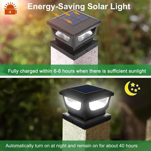 Miniatura 3 de Luces solares para postes de metal de 3 x 3 pulgadas y valla de vinilo de madera de 4 x 4, paquete de 2 – IP65 impermeable, brillante 120 lúmenes