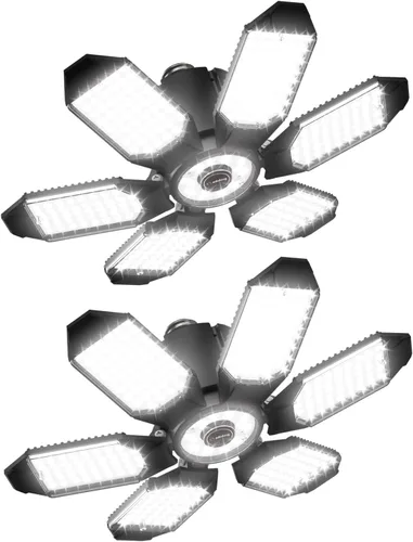 Miniatura 12 de Adiding Luz LED de garaje con 6 paneles deformables para sótano, paquete de 6, se atornilla en casquillo de bombilla E26 E27, súper brillante