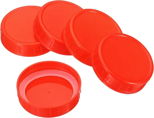 Miniatura 8 de PATIKIL Tapas de plástico de boca regular para tarros de 2.77 pulgadas, 1 juego/6 tapas para tarros de conservas con anillo de sellado de silicona