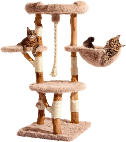 Miniatura 10 de Torre Estética para Gatos para Gatos Grandes, Árbol Grande para Gatos Maine Coon de Interior con Piel de Zorro Sintética, Poste Rascador de Sisal