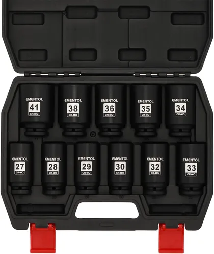 Miniatura 7 de EMENTOL 8PCS Juego de llaves de impacto para tuerca de eje de husillo de 1/2 pulgada, CR-MO, 6 puntos, SAE, juego de llaves de impacto profundo