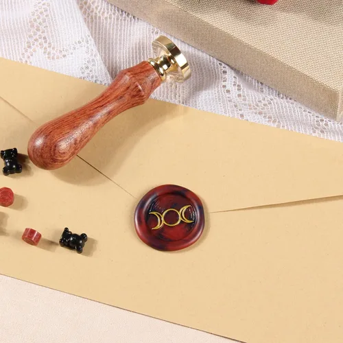 Miniatura 3 de Sello de cera Tranditional Triple Moon Goddess Wiccan Vintage Sealing Wax Stamp 0.984 in 0.98'' Unique Witchcraft Goddess Sellador de cobre