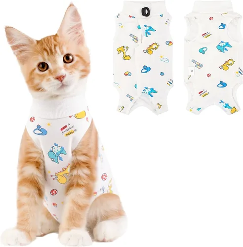 Miniatura 13 de Coppthinktu Traje de recuperación de gato para mujer, mameluco transpirable para después de la cirugía para heridas abdominales o enfermedades