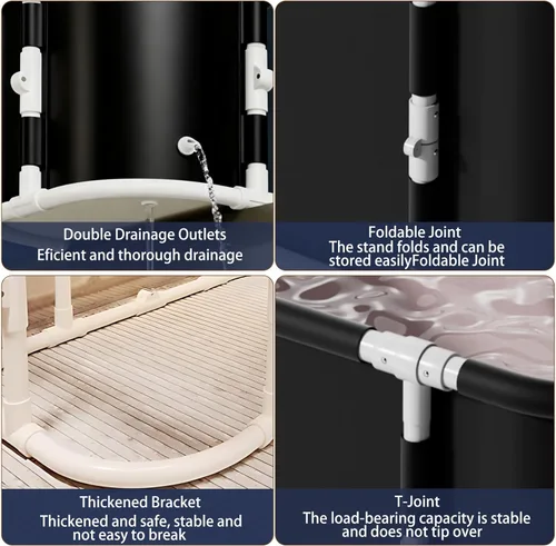 Miniatura 2 de Simcat Bañera plegable portátil para niños y niñas, para ducha, spa caliente y bañera de hielo (negro)