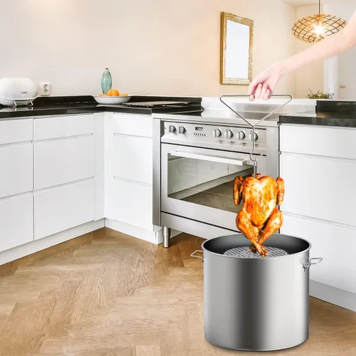 Miniatura 8 de Kit de soporte para freidora de pavo SafBbcue Soporte vertical para asar pollo con estante para pollo Asador con soporte para pavo Kit de accesorios
