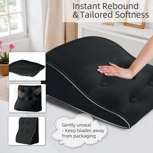 Miniatura 6 de Almohada de cuña de cama para cabecero, juego de cuña triangular para sentarse en la cama, reflujo ácido, poscirugía y ronquidos (terciopelo negro)